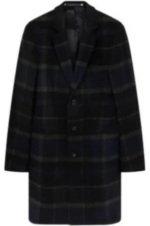 Paul Smith Płaszcze, Mężczyzna, Czarny, L, Wełna, Prosty płaszcz zapinany na guziki