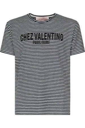 VALENTINO GARAVANI Koszulki, Mężczyzna, Niebieski, M, Len, T-shirt Chez Valentino