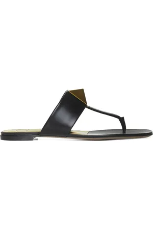 VALENTINO GARAVANI Buty, Kobieta, Czarny, 36 EU, Skóra, Płaskie sandały z paskiem T-Bar One Stud