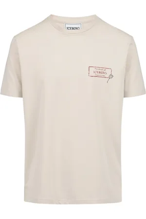 Iceberg Koszulki, Mężczyzna, Beżowy, 2XL, Bawełna, Dopasowany T-shirt ze streczowej bawełny w pudrowym kolorze z nadrukiem maków