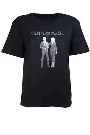 Karl Lagerfeld Koszulki, Kobieta, Czarny, 2XS, Bawełna, Avatar T-Shirt