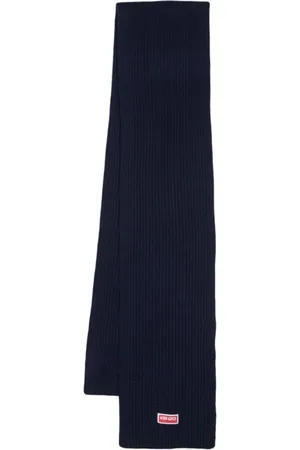 Kenzo Akcesoria, Mężczyzna, Niebieski, ONE SIZE, Wełna, Wełniany szalik Tag