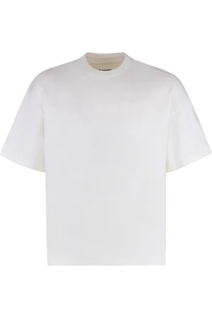 Jil Sander Koszulki, Mężczyzna, Biały, XL, Bawełna, Bawełniany T-shirt z Prążkowanym Kołnierzykiem