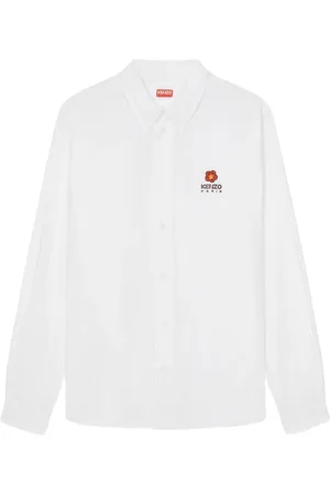 Kenzo Koszule, Mężczyzna, Biały, L, Casualowa Koszula Biała Boke Flower