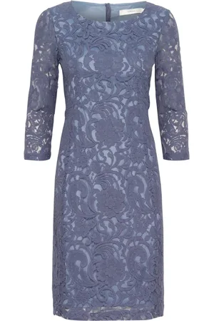INWEAR Sukienki, Kobieta, Niebieski, XS, Bawełna, Elegancka sukienka koronkowa