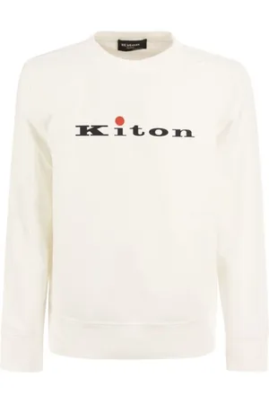 Kiton Bluzy, Mężczyzna, Biały, L, Bawełna, Bluza Crewneck z Logo