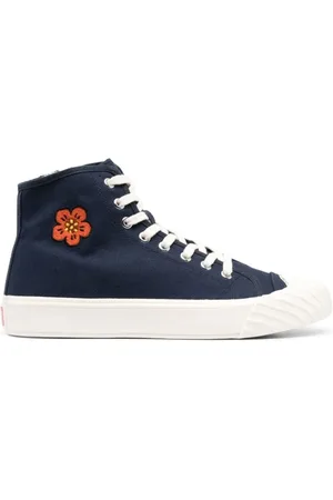 Kenzo Buty, Mężczyzna, Niebieski, 43 EU, Bawełna, Granatowe sneakersy high-top w kwiatowy wzór