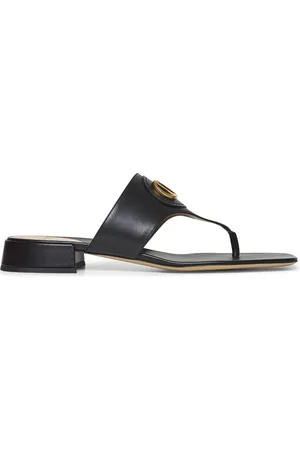VALENTINO GARAVANI Buty, Kobieta, Czarny, 38 EU, Len, Czarne skórzane klapki