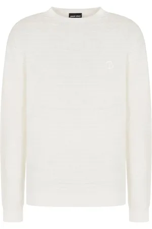 Giorgio Armani Swetry, Mężczyzna, Biały, L, Biała Bluza z Logo na Piersi