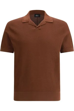 BRIONI Koszulki, Mężczyzna, brązowy, L, Brązowy Sweter Polo Krótki Rękaw