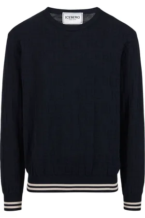 Iceberg Swetry, Mężczyzna, Niebieski, L, Bawełna, Sweter Crewneck
