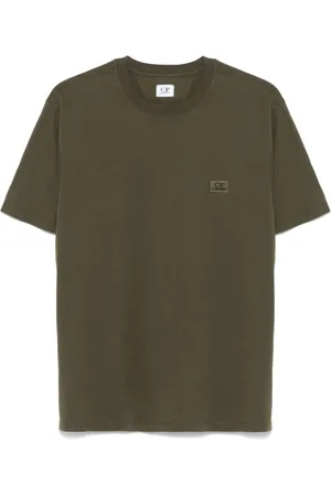 C.P. Company Koszulki, Mężczyzna, Zielony, M, Zielony T-shirt z logo z bawełny