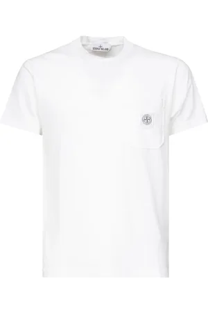 Stone Island Koszulki, Mężczyzna, Biały, 2XL, Bawełna, T-Shirt z kieszenią