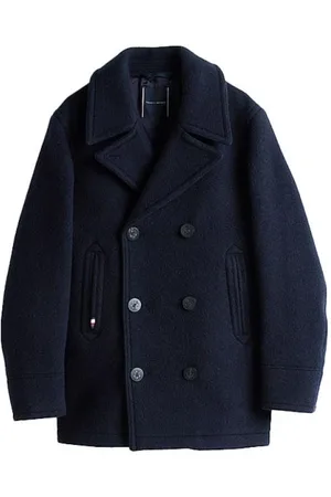 Tommy Hilfiger Kurtki, Mężczyzna, Niebieski, L, Klasyczny płaszcz typu Peacoat