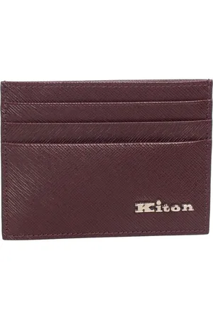 Kiton Akcesoria, Mężczyzna, Czerwony, ONE SIZE, Skóra, Skórzany Portfel na Karty Kredytowe