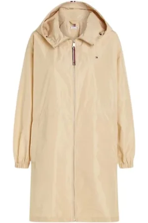 Tommy Hilfiger Kurtki, Kobieta, Beżowy, 2XS, Poliester, Wiatroszczelna parka z kapturem i kieszeniami