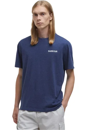 Barbour Koszulki, Mężczyzna, Niebieski, XL, Vintage College Print Relaxed Fit T-shirt