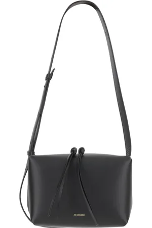 Jil Sander Torebki, Kobieta, Czarny, ONE SIZE, Skóra, Skórzana torba crossbody z podwójnym zamkiem