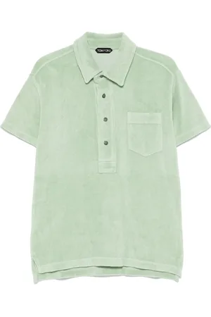 Tom Ford Koszulki, Mężczyzna, Zielony, XL, Bawełna, Bawełniana koszulka polo z fakturą frotte
