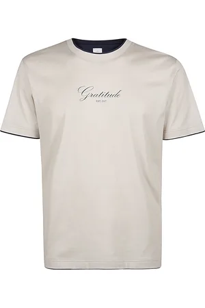 ELEVENTY Koszulki, Mężczyzna, Beżowy, S, Bawełna, Drukowany Bawełniany T-shirt z Okrągłym Dekoltem