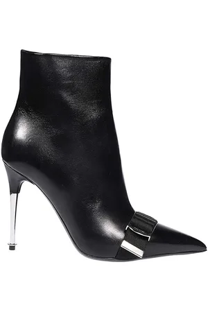 Tom Ford Buty, Kobieta, Czarny, 37 1/2 EU, Skóra, Skórzane botki na szpilce z ostrym noskiem