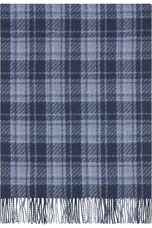 Kiton Akcesoria, Kobieta, Niebieski, ONE SIZE, Kaszmir, Szalik w kratę z kaszmiru