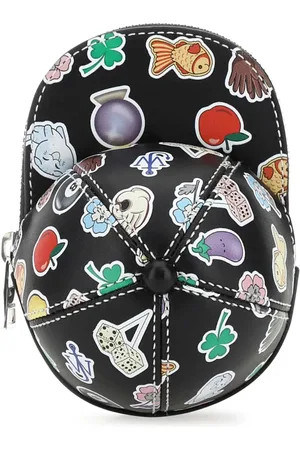 J.W.Anderson Torebki, Mężczyzna, Czarny, ONE SIZE, Skóra, Skórzana torebka crossbody Nano Cap z nadrukiem