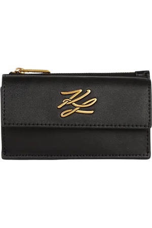 Karl Lagerfeld Akcesoria, Kobieta, Czarny, ONE SIZE, Skóra, Portfel na karty Autograph z zamkiem