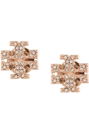 Tory Burch Akcesoria, Kobieta, Różowy, ONE SIZE, Kira Pave Stud Earrings