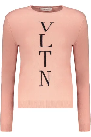 VALENTINO GARAVANI Swetry, Kobieta, Różowy, M, Wełna, Sweter z prążkowanym dekoltem typu crew neck