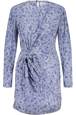 Isabel Marant Sukienki, Kobieta, Niebieski, M, Sukienka w Print z Detalem w Talii