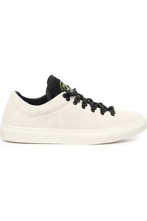 Stone Island Buty, Mężczyzna, Biały, 44 EU, Skóra, Białe Sneakersy ze Sznurowaniem z Przodu