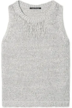 Luisa Cerano Swetry, Kobieta, Szary, M, Fancy Cekinowy Top z Żebrem