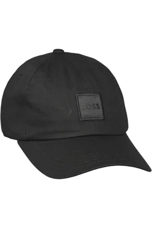HUGO BOSS Akcesoria, Mężczyzna, Czarny, ONE SIZE, Bawełna, Gładka Czapka z Bawełny