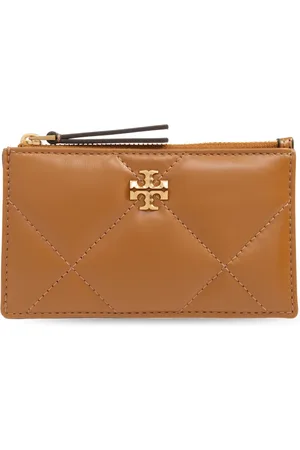 Tory Burch Akcesoria, Kobieta, brązowy, ONE SIZE, Skóra, Kira Diamond Quilt Zip Card Case