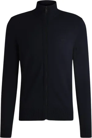 HUGO BOSS Swetry, Mężczyzna, Czarny, S, Wełna, Stylowa Kurtka