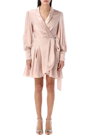 ZIMMERMANN Sukienki, Kobieta, Różowy, XS, Satyna, Petal Wrap Mini Dress