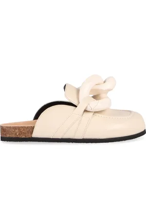 J.W.Anderson Buty, Kobieta, Biały, 36 EU, Skóra, Skórzane klapki z łańcuszkiem