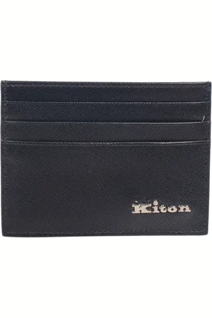 Kiton Akcesoria, Mężczyzna, Czarny, ONE SIZE, Skóra, Skórzany Portfel na Karty Kredytowe