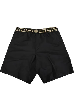 VERSACE Stroje kąpielowe, Mężczyzna, Czarny, S, Męski Kostium Boxer z Motywem Greckim