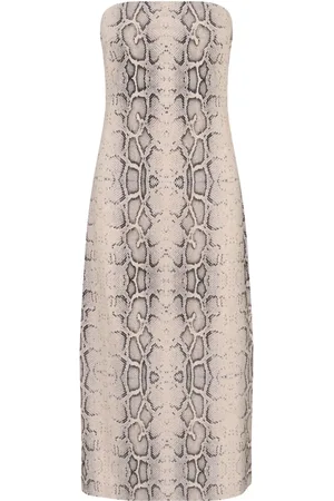 Soaked in Luxury Sukienki, Kobieta, Wielobarwność, XL, Szara Sukienka w Wężowy Wzór