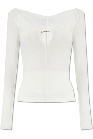 Jacquemus Koszulki, Kobieta, Biały, S, Pralu Ribbed Top