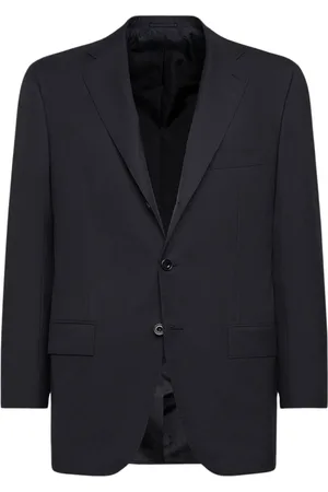 Kiton Kurtki, Mężczyzna, Czarny, L, Wełna, Czarna wełniana marynarka Blue Diamond Collection