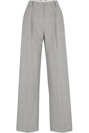 HUGO BOSS Spodnie, Kobieta, Szary, L, Wełna, Spodnie Księcia Walii