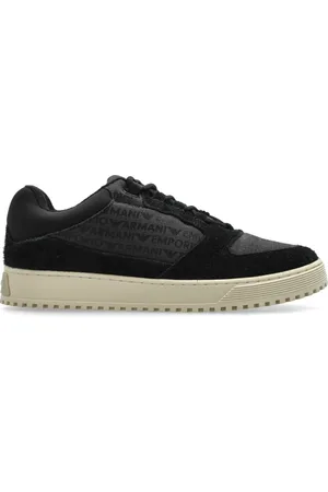 Emporio Armani Buty, Mężczyzna, Czarny, 42 EU, Skóra, Sneakersy z logo