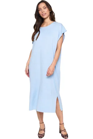 Saint Tropez Sukienki, Kobieta, Niebieski, L, Len, Niebieska Sukienka Chambray Milasz R-N Ss