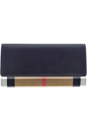 Burberry Akcesoria, Mężczyzna, Czarny, ONE SIZE, Skóra, Czarna skórzana portmonetka w kratkę
