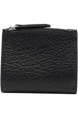 Maison Margiela Akcesoria, Mężczyzna, Czarny, ONE SIZE, Czarna skórzana portmonetka z czterema szwami
