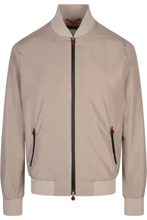 Kiton Kurtki, Mężczyzna, brązowy, XL, Nylon, Beżowa Lekka Kurtka Bomberka z Nylonu
