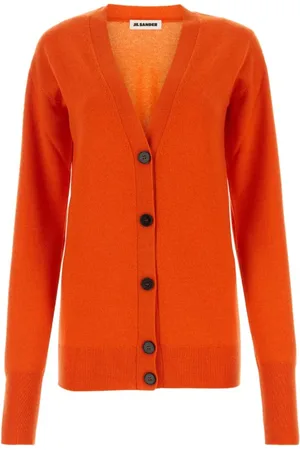 Jil Sander Swetry, Kobieta, Pomarańczowy, S, Wełna, Pomarańczowy kardigan z wełny Cozy